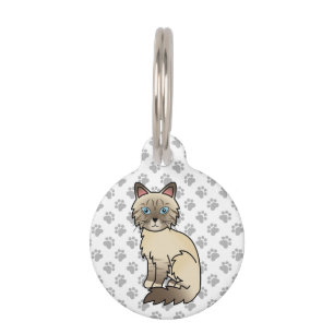 Chocolate Point Tabby Birman Cat & Pet's Info Pet Tag