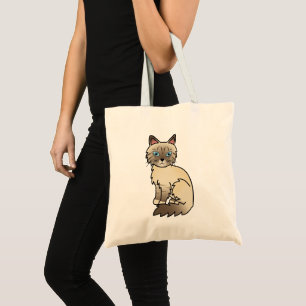Chocolate Point Tabby Birman / Ragdoll Cat Cartoon Tote Bag
