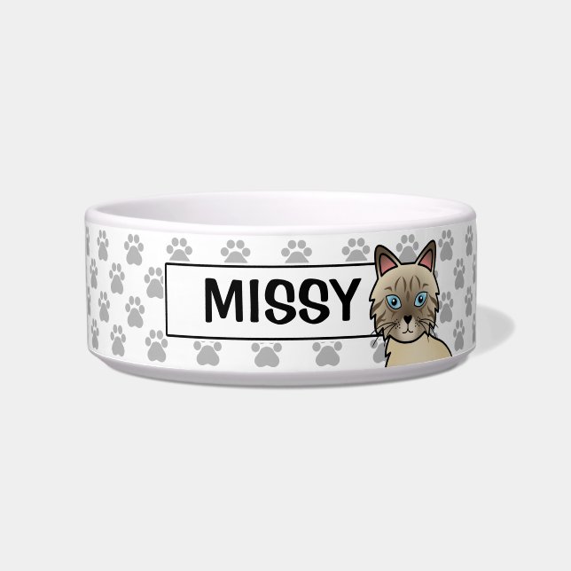 Chocolate Point Tabby Birman / Ragdoll Cat Drawing Bowl (Front)