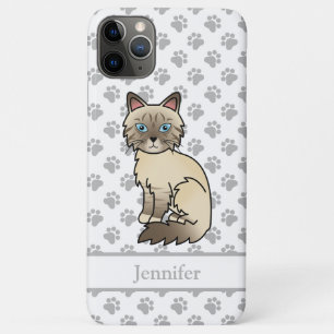 Chocolate Point Tabby Birman / Ragdoll Cat & Name iPhone 11 Pro Max Case