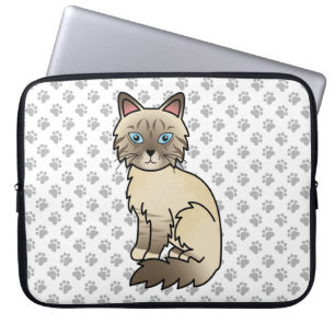 Chocolate Point Tabby Birman / Ragdoll Cat & Paws Laptop Sleeve