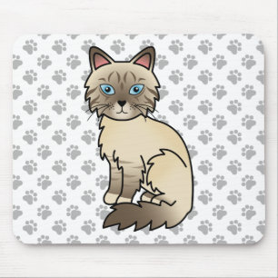 Chocolate Point Tabby Birman / Ragdoll Cat & Paws Mouse Mat