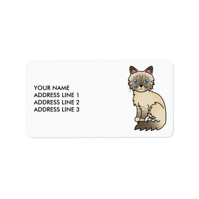 Chocolate Point Tabby Birman/Ragdoll Cat & Text Label (Front)