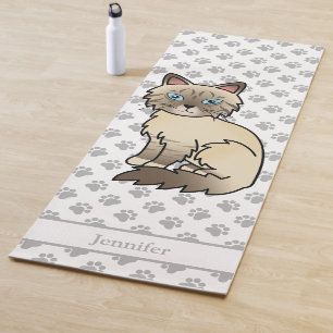Chocolate Point Tabby Birman/Ragdoll Paws & Name Yoga Mat