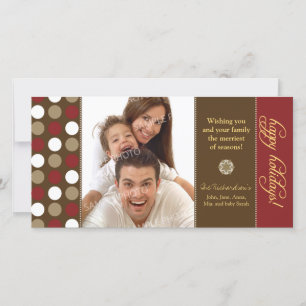 Chocolate Polkadots Holiday Photocard (red) Card