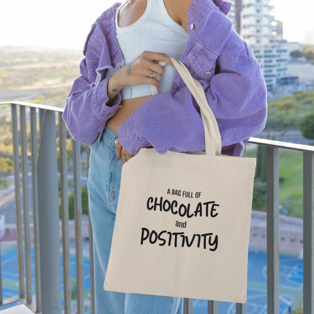 Chocolate & Positivity Personal Message  Tote Bag (Bring a dash of sweetness and optimism into your life!)