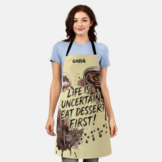 Chocolate Pudding Day-Funny Pudding O'Clock Apron (Worn)