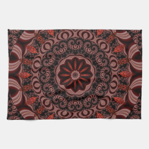 Chocolate, Raspberries, Peppermint Stick Abstract Tea Towel