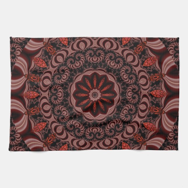 Chocolate, Raspberries, Peppermint Stick Abstract Tea Towel (Horizontal)