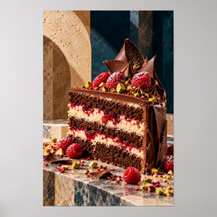 Chocolate Raspberry Layer Cake Kitchen Wall Art