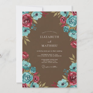 Chocolate Raspberry Vine Wedding Invitation