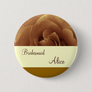 Chocolate Rose and Cream Wedding Bridesmaid Button