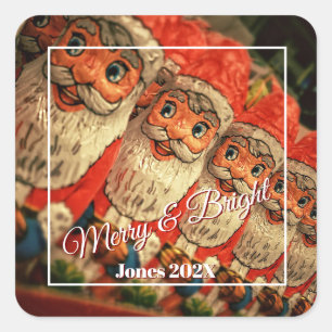 Chocolate Santa Custom Script Christmas Square Sticker