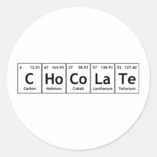 CHoCoLaTe Science Periodic Table Words Elements Classic Round Sticker
