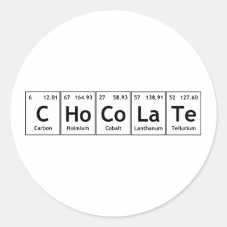 CHoCoLaTe Science Periodic Table Words Elements Classic Round Sticker