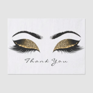 Chocolate Sepia Gold Glitter Thank You Eyes Lashes Tissue Paper