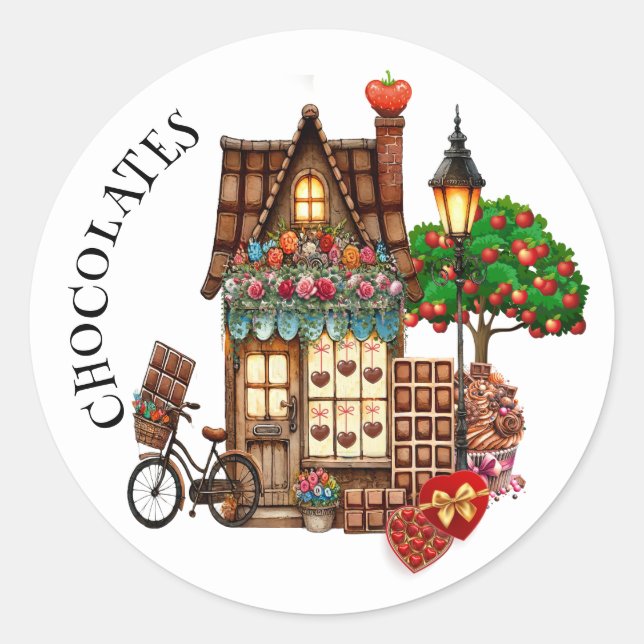 Chocolate Shop  Classic Round Sticker (Front)