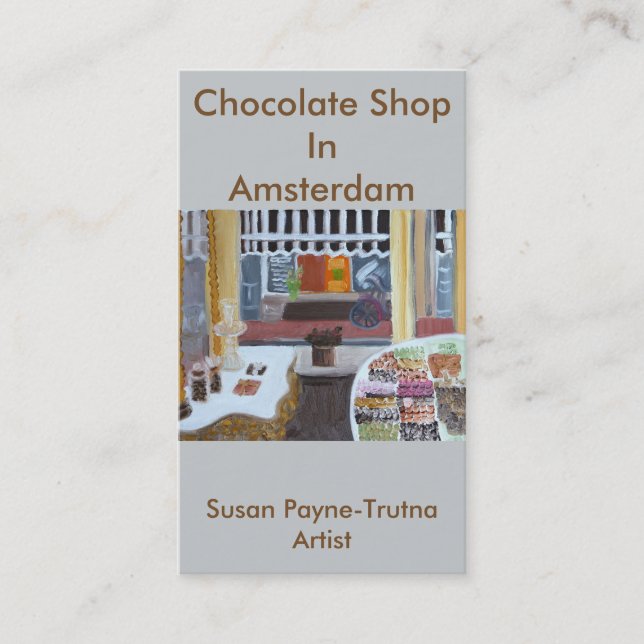 Chocolate Shop in Amsterdam Business Card (Front)