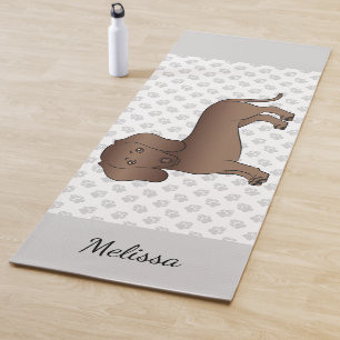 Chocolate Short Hair Dachshund Cartoon Dog & Name Yoga Mat