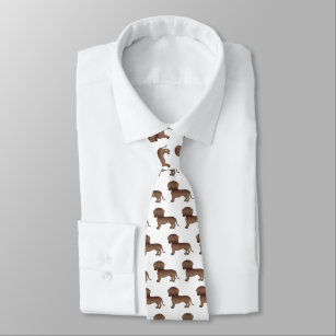 Chocolate Short Hair Dachshund Cartoon Dog Pattern Tie