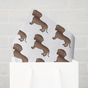 Chocolate Short Hair Dachshund Cartoon Dog Pattern Tissue Paper