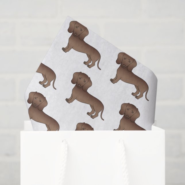 Chocolate Short Hair Dachshund Cartoon Dog Pattern Tissue Paper (Gift Bag)