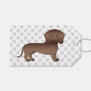 Chocolate Short Hair Dachshund Cartoon Dog & Paws Gift Tags
