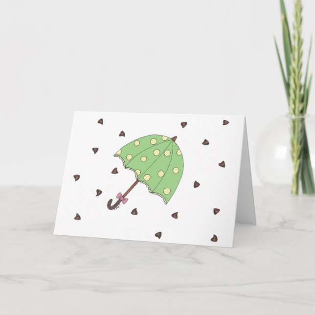 Chocolate Showers Candy Raindrops Umbrella Parasol Card (Front)