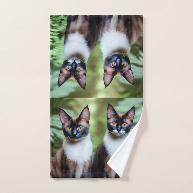 Chocolate Siamese Cat Twins, Hand Towel (Hand Towel)