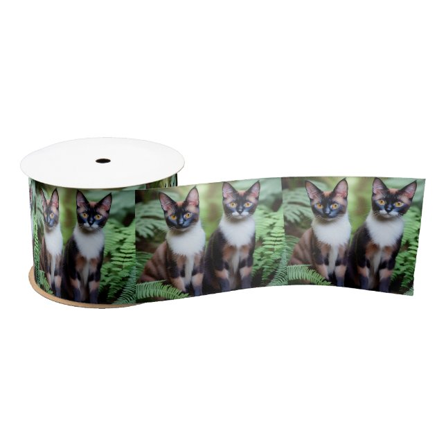 Chocolate Siamese Cat Twins, Satin Ribbon (Spool)