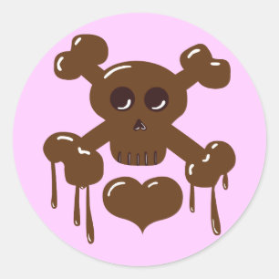 Chocolate Skull and Crossbones Classic Round Sticker