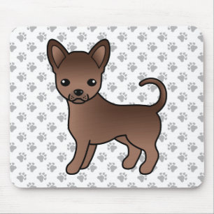 Chocolate Smooth Coat Chihuahua Cartoon Dog & Paws Mouse Mat