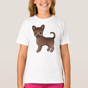 Chocolate Smooth Coat Chihuahua Cute Cartoon Dog T-Shirt