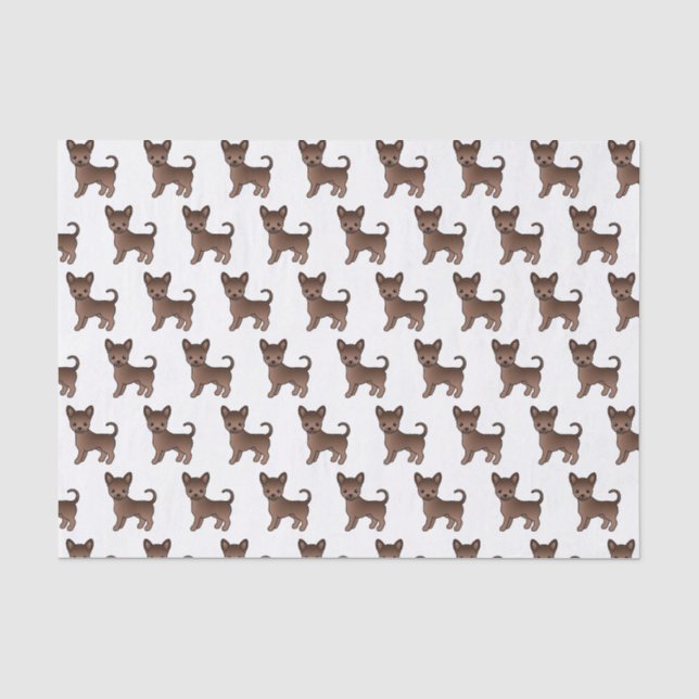 Chocolate Smooth Coat Chihuahua Cute Dog Pattern Tissue Paper (Front)