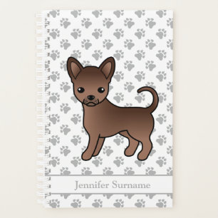 Chocolate Smooth Coat Chihuahua Dog & Custom Text Planner