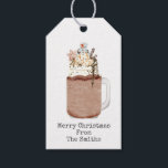 Chocolate Snowman Mason Jar Milkshake Christmas Gift Tags<br><div class="desc">Illustration of a chocolate milkshake in a mason jar topped with sprinkles,  chocolate syrup,  caramel,  whipped cream,  marshmallow snowman,  and snowflake shaped Christmas cookie.</div>