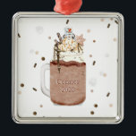 Chocolate Snowman Milkshake Christmas Year Metal Tree Decoration<br><div class="desc">Illustration of a chocolate Christmas themed milkshake topped with whipped cream,  sprinkles,  chocolate chips,  hot fudge,  caramel,  snowflake Christmas cookie,  and marshmallow snowman.  Personalise with name and year.</div>