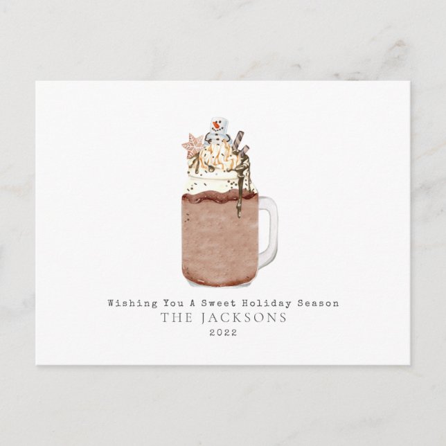 Chocolate Snowman Milkshake Sweet Christmas Holiday Postcard (Front)
