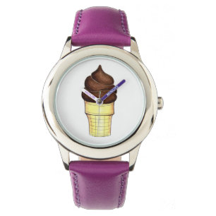 Chocolate Soft Serve Ice Cream Cone Dessert Watch