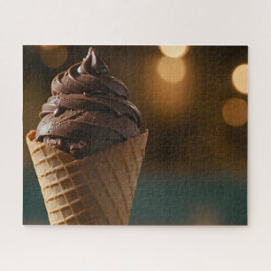 Chocolate Soft Serve Ice Cream Cone Jigsaw Puzzle