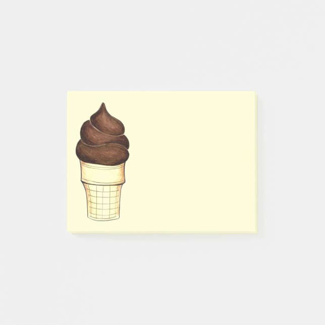 Chocolate Soft Serve Ice Cream Cone Post Its Post-it Notes (Front)