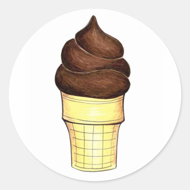 Chocolate Soft Serve Ice Cream Cone Stickers (Front)