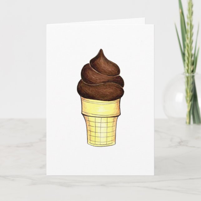 Chocolate Soft Serve Ice Cream Cone Thanks Thank You Card (Front)