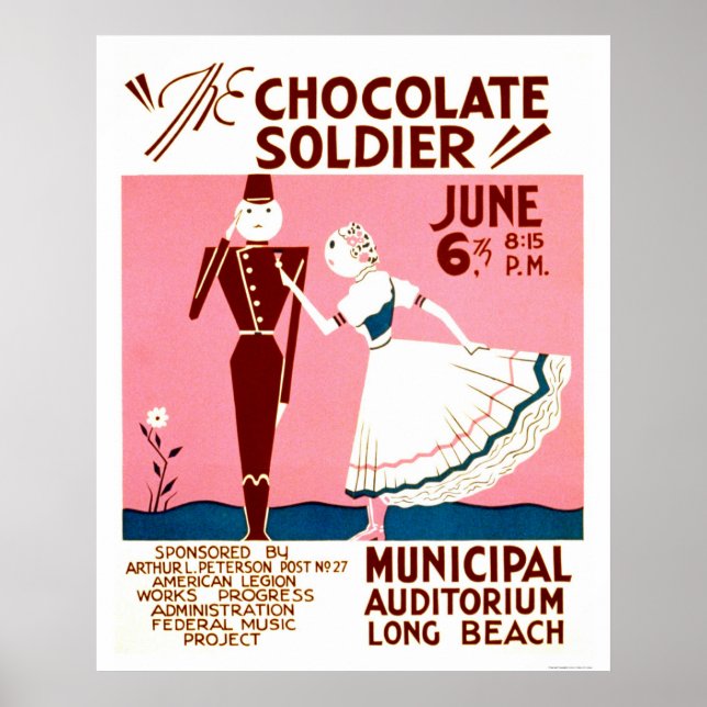 Chocolate Soldier Play 1936 WPA Poster (Front)