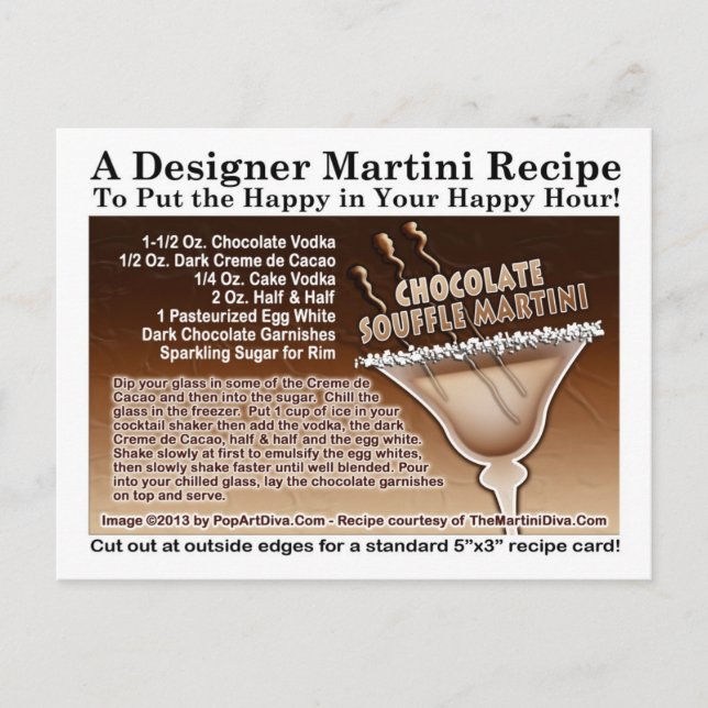 Chocolate Souffle Martini Recipe Postcard (Front)