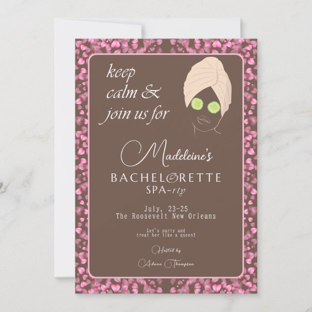 Chocolate Spa Weekend Getaway Bachelorette Party Invitation (Front)