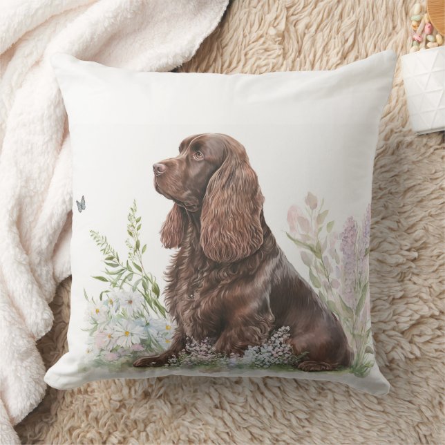  Chocolate Spaniel Beautiful Watercolor Painting Cushion (Blanket)