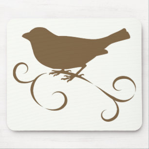 Chocolate Sparrow with Ribbon Mouse Mat