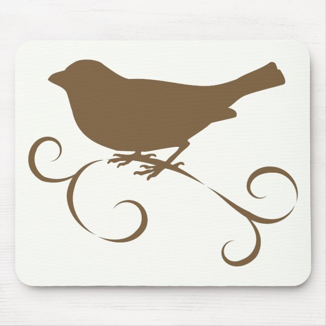 Chocolate Sparrow with Ribbon Mouse Mat (Front)