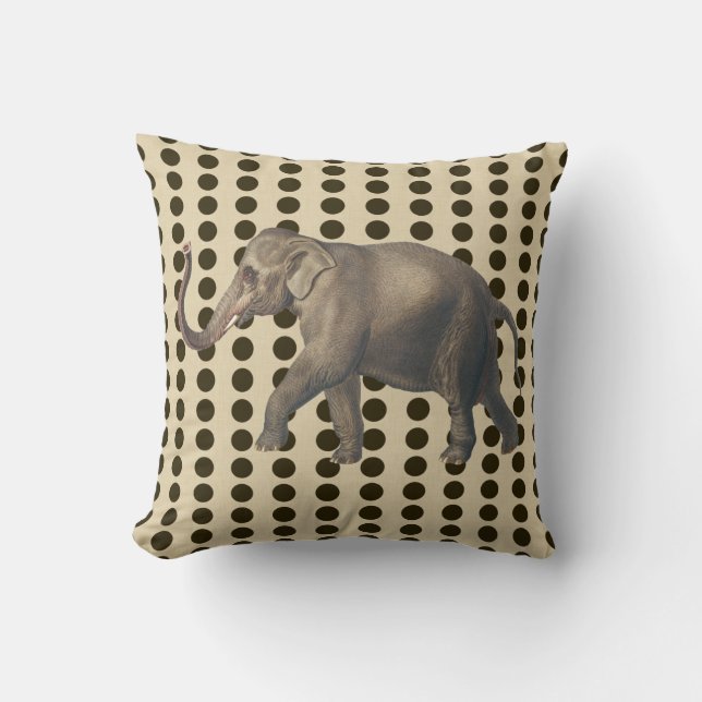 Chocolate Spice Moods Dots with Elephant Cushion (Front)